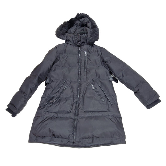 Vince Camuto Puffer Coat Womens Size Medium Black Faux Fur Goose Down Winter - Picture 1 of 16